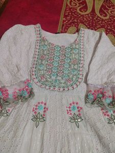 Beautiful White Embroidered Ethnic Gown