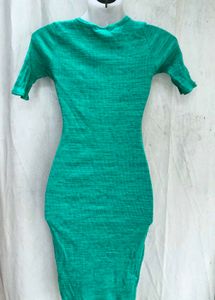 Chic Green Ribbed Bodycon Dress
