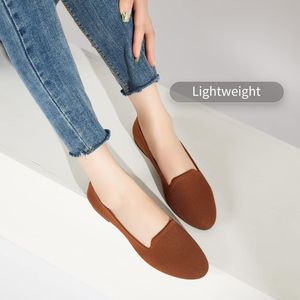 Comfortable Brown Knit Flats