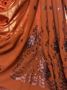 🤎✨🍂Rust Brown Poonam Georgette Sequin Saree | Pa
