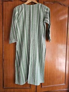 Green Striped Cotton Kurta