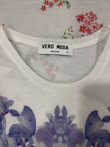 Vero Moda White Floral Print T-Shirt