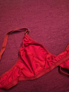 Red Cotton Bra