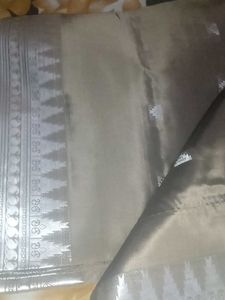 Elegant Brown Saree with Silver Border