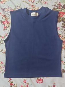 Sleeveless Navy Blue Top