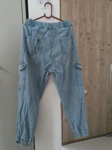 Light Wash Denim Cargo Pants