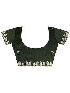Green Embellished Net Saree