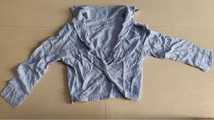 Blue Striped Twist Front Top