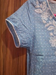 Light Blue Polka Dot Kurta💙