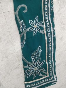 Georgette saree with silver work