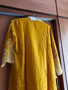 Elegant Embroidered Mustard Co-ord Set
