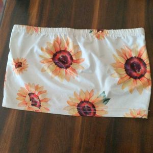 Sunflower Print Tube Top