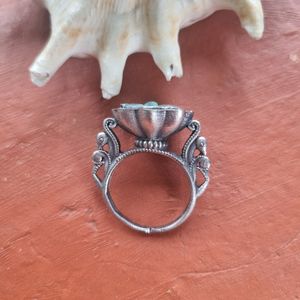 White And Green Stoned Silver Replica Rings