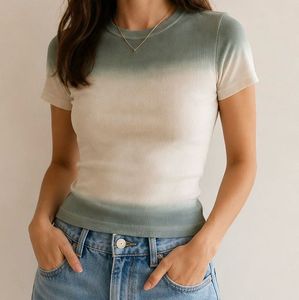 Ombre Ribbed Knit T-Shirt
