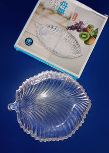 Elegant Glass Leaf-Shaped Serving Dish