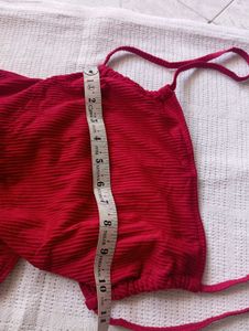 Chic Red Ribbed One-Piece Swimsuit