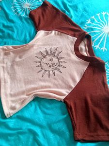 Sun and moon printed Crop top