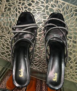 Imported Black Dazzling Rhinestone Heels