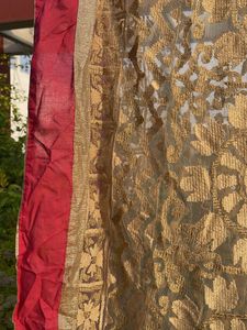 Elegant Gold and Red Dupatta