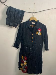 Black Embroidered Kurta Set