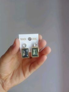 pack of 2 Elegant Rectangular Stone Earrings