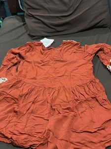 Embroidered Rust Cotton Kurta
