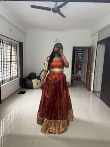 Orange, pink Gold zari - Lehenga Choli