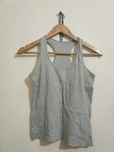 Peach Ribbed Square Neck Top