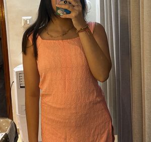 Peach Sleeveless Casual Dress