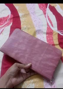 Zara Pink Suede Zip Around Wallet