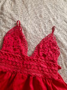 Red Tie-Back Mini Dress