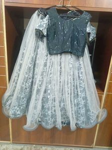 Grey Floral Lehenga