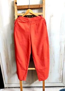 Coral Colour Cotton Trouser Waist Size-28