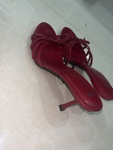 Red Strappy Heeled Sandals