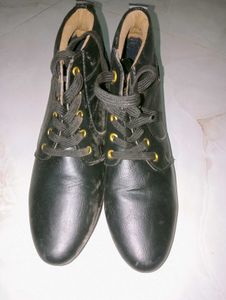 Black Lace-Up Ankle Boots