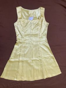 Satin Yellow Mini Dress