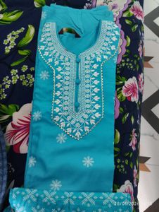 Light Blue Embroidered Kurti Set