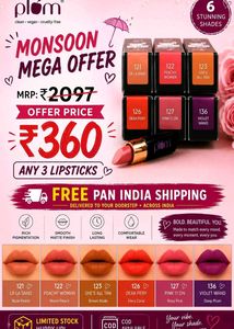 Plum Matte Lipsticks - Monsoon Offer - 3pc