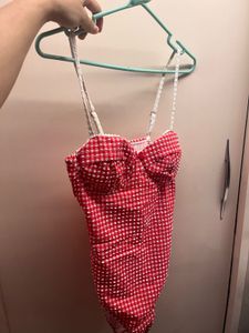 Red Gingham Bikini Top