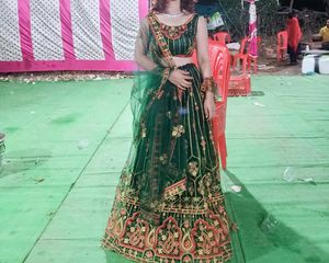 Elegant Green Embroidered Lehenga Set