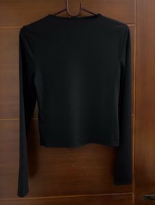 Black Bow Detail Long Sleeve Top