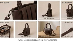 Women's Dark Brown Pleated Mini Satchel Handbag wi
