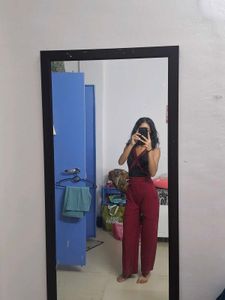 Maroon Suspender Jumpsuit