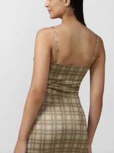 Tan Plaid Mini Dress