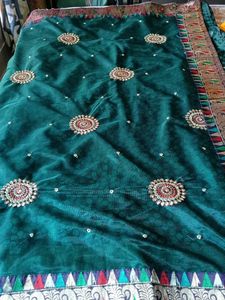 Elegant Teal Saree with Embellishments