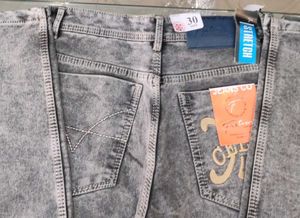 Distressed Gray Denim Jeans