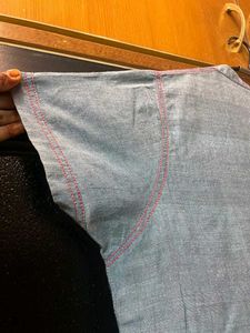 Blue cotton Kurta with stylish pocket