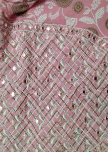Peach Kurta Set With Embroidered Yolk