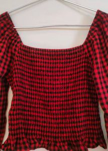Cute Gingham Print Top❤️🖤