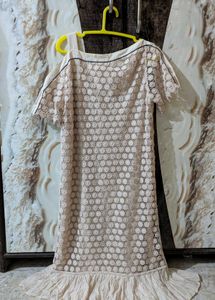 Elegant Lace Cold Shoulder Dress✨